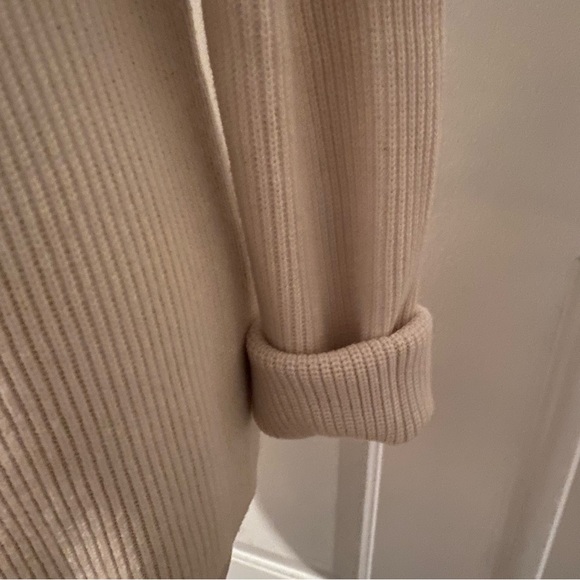 No label long sleeve ribbed mock neck tunic sweater ivory cream size M L - Picture 3 of 16